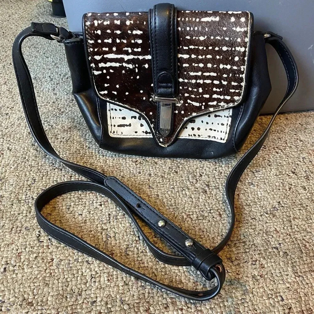 Zara Basic Collection Mini Women’s Crossbody Faux Leather/Fur Black Brown White